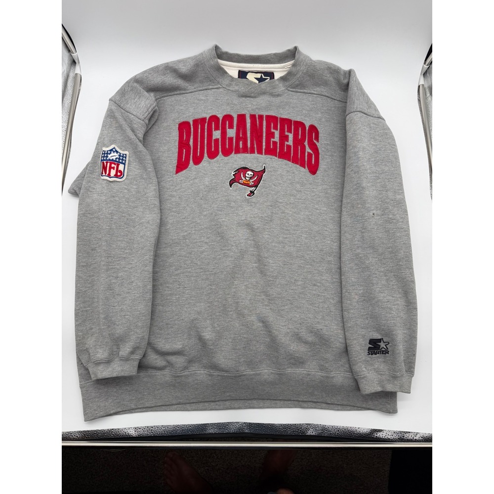 Vintage Starter NFL Tampa Bay Buccaneers Sweatshirt Gray Embroidered Men XL
